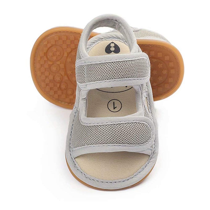 OAISNIT Baby Girls Boys Sandals Premium Breathable Anti-Slip Rubber Sole Infant Summer Outdoor Shoes Soft Toddler First Walkers (3-6 Months Infant, A-Grey) - Image 1